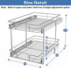 LOVMOR 2 Tier Individual Pull Out Cabinet Organizer 14" W x 18" D, Slide Out - Image 3
