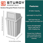 32 Gallon Square Slatted 100% Recycled Plastic Heavy-Duty Commercial Outdoor or - Image 2