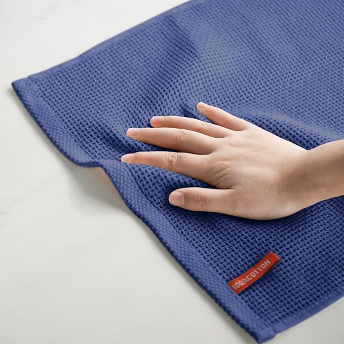 Artoid Mode 100% Cotton Navy Blue Waffle Weave Kitchen Dish Cloths, 13x28 Inch - Image 5