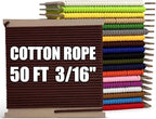 PerkHomy 500lb Cotton Rope 3/16" 50 ft Multi Purpose Utility Diamond Braided by PerkHomy