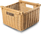 The Basket Lady Deep Pole Handle Wicker Storage Basket, 13.5 in L x 14 in W x 9 by TheBasketLady