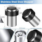 Chumia 30 Pcs Door Stopper Mounted Floor Stops Stainless Steel Cylindrical - Image 2