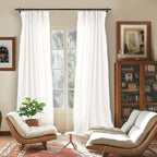YoungsTex White Linen Curtains for Living Room 95 Inch Long 2 Panels, Semi - Image 5