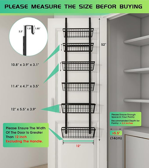 12 Inch Wide Narrow Over The Door Pantry Organizer, Pantry Organization and - Image 2