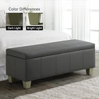 51" Faux Leather Storage Ottoman, Stitch Tufted Rectangle Upholstered End of - Image 8