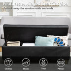 51 Inch Black Faux Leather Ottoman - Image 6