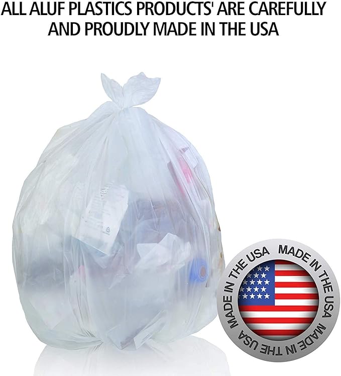 Aluf Plastics - 12-16 Gallon Clear Trash Bags - 24" x 33"- 8 Micron Equivalent - Image 8