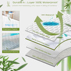 GRT California King Mattress Protector Waterproof, Rayon from Bamboo, Cooling - Image 2