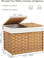 Storage Basket with Lid Woven Wicker Baskets with 2 Separate Lid, 9.2 Gallon - Image 3