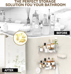 Corner Shower Caddy, Rustproof Corner Shower Shelves, No Drilling Bathroom - Image 2