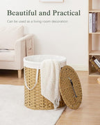 Laundry Hamper with Lid Wicker Laundry Hamper Round 26.5 Gal Laundry Basket - Image 7