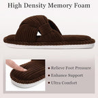 Evshine Summer House Slippers for Women Corduroy Cross Bow Indoor Slippers Open - Image 4