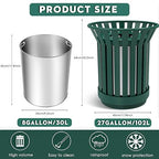 8Gallon/30L Commercial Outdoor & Indoor Metal Trash Can, Outdoor Slatted Trash - Image 3
