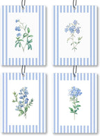 Rustic Blue Floral Car Air Freshener 4 Pcs, Preppy Blue Striped Flower Hanging by Unknown