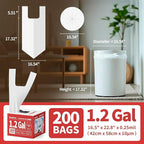 Small Trash Bags with Handles 1.2 Gallon 200 Count White - Image 6