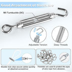 Turnbuckles for Cables Wire, 1/8" X 100Ft White PVC Coated Wire Rope Kit - Image 4