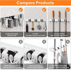 Mop and Broom Holder Wall Mount, Upgraded Broom Organizer Wall Mount, Stainless - Image 6