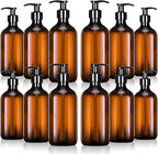 Tessco for you 12 Pack Amber Soap Dispenser Empty Plastic Pump Bottles by Tessco