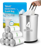 4 Gallon 320 Counts Strong Drawstring Trash Bags Garbage Bags by Teivio by Teivio