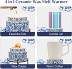 Blue & White Porcelain Pattern Wax Melt Warmer, Ceramic 3-in-1 Electric Candle - Image 6