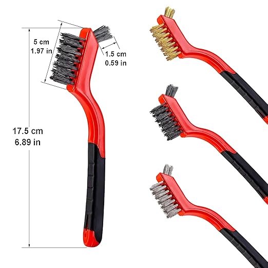 6Pcs Mini Wire Brush Set, Stainless Steel/Brass/Nylon Bristles Wire Brushes - Image 3