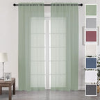 Chyhomenyc Sage Green Sheer Curtains 72 Inch Length 2 Panels, Light Filtering - Image 9