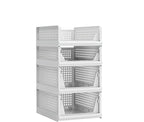 Proarea 4 Pack Stackable Plastic Storage Basket Closet Organizer Bin Foldable by Proarea