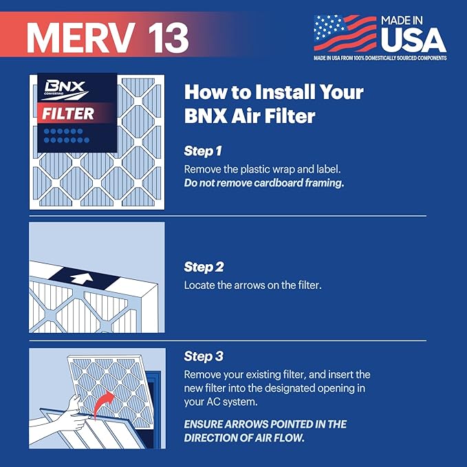 BNX TruFilter 14x20x1 MERV 13 AC Furnace Air Filter - Image 6
