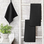 Artoid Mode 100% Cotton Black Waffle Weave Kitchen Dish Cloths, 13x28 Inch - Image 3