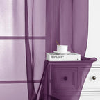 Chyhomenyc Plum Sheer Curtains 63 Inch Length 2 Panels, Rod Pocket Solid Window - Image 6