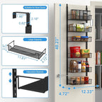 12.3" W Narrow Over the Door Pantry Organizer, 6-Tier Over the Door Organizer - Image 3