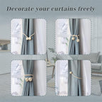 Hion Magnetic Curtain Tiebacks Beige 2pcs, Curtain Tiebacks Buckles Holdbacks - Image 4
