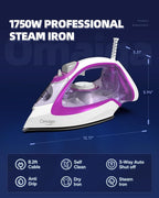 Steam Iron for Clothes, 1750W Iron - Image 6