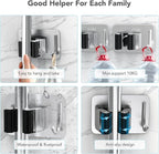 Mop Broom Holder No Drill, Mop Broom Organizer Wall Mounted Heavy Duty - Image 4