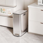 2 x 7.4 Gal Slim Trash Can, Stainless Steel Dual Compartment Step-On Recycling - Image 6