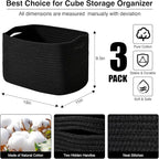 Black Storage Baskets for Organizing Shelves, Toy Basket for Nursery, Woven - Image 3