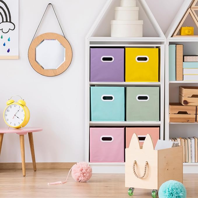 Stero Fabric Storage Cubes Bins, 11 inch Fun Colored Foldable Storage Baskets - Image 4