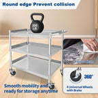 3-Shelf Stainless Steel Rolling Utility Cart - Image 3