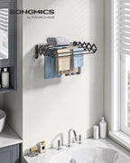 SONGMICS Clothes Drying Rack, Wall-Mounted Drying Rack Clothing, Small - Image 2