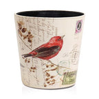 PU Leather Small Trash Can Wastebasket, Round Garbage Container Basket by Unknown