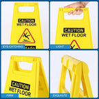 8-Pack Caution Wet Floor Sign, 17.5" Height, Bright Yellow Double-Sided Folding - Image 5