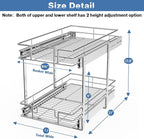 LOVMOR 2 Tier Individual Pull Out Cabinet Organizer 11"W x 21"D, Slide Out - Image 3