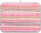 Pink Gold Stripe Dish Drying Mat by Wamika