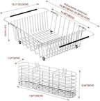 Large Sink Dish Drying Rack, Expandable 304 Stainless Steel Metal Dish Drainer - Image 2