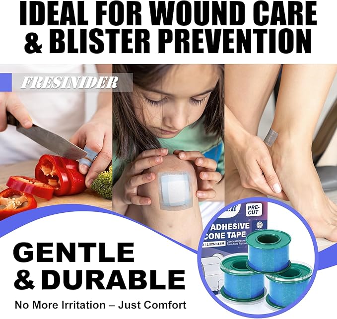 FRESINIDER Silicone Medical Tape – 1" x 1.5 Yard Blue 2 Rolls, Waterproof & - Image 4