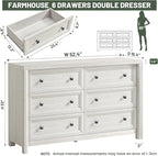 Farmhouse 6 Drawers Dresser for Bedroom, Metal Handle, Storage Closet Dressers - Image 2