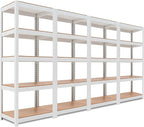 HOMEDANT House 5 Tier 24.4" W Laminated Metal Shelving Unit Adjustable Storage by TheBestOrganizingSolution