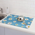 Daisies On Vintage Blue Wood Dish Drying Mats - Image 7