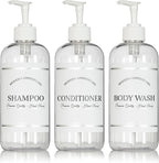 Clear Refillable Shampoo and Conditioner Bottles by ArtanisHome