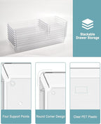 9 Pack Large Clear Plastic Drawer Organizer Trays, Desk Drawer Organizers and - Image 3